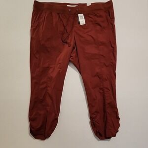 TORRID Women Pants Size 22 Brown Ruched Poplin Crop Drawstring High Rise Pockets
